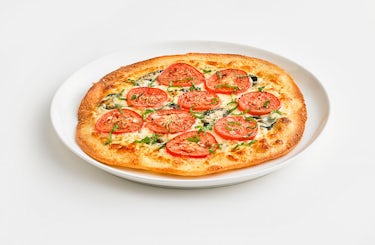 image of margherita thin crust pizza.